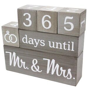 🪻BOGO🪻‎ Wedding Countdown Days Until Mr & Mrs Wooden Rustic Gray Finish